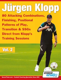 Jurgen Klopp coaching book cover on attacking combinations, finishing, transition, and small-sided games